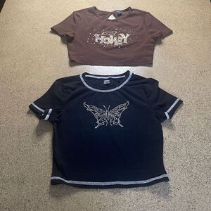 Bundle of 2 Cropped Jeweled Tops XS